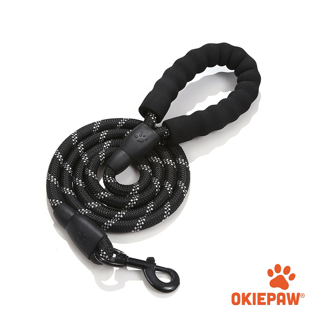 OkiePet® Reflective Rope Dog Leash – Heavy-Duty with Padded Anti-Slip Handle (8 Color Options)