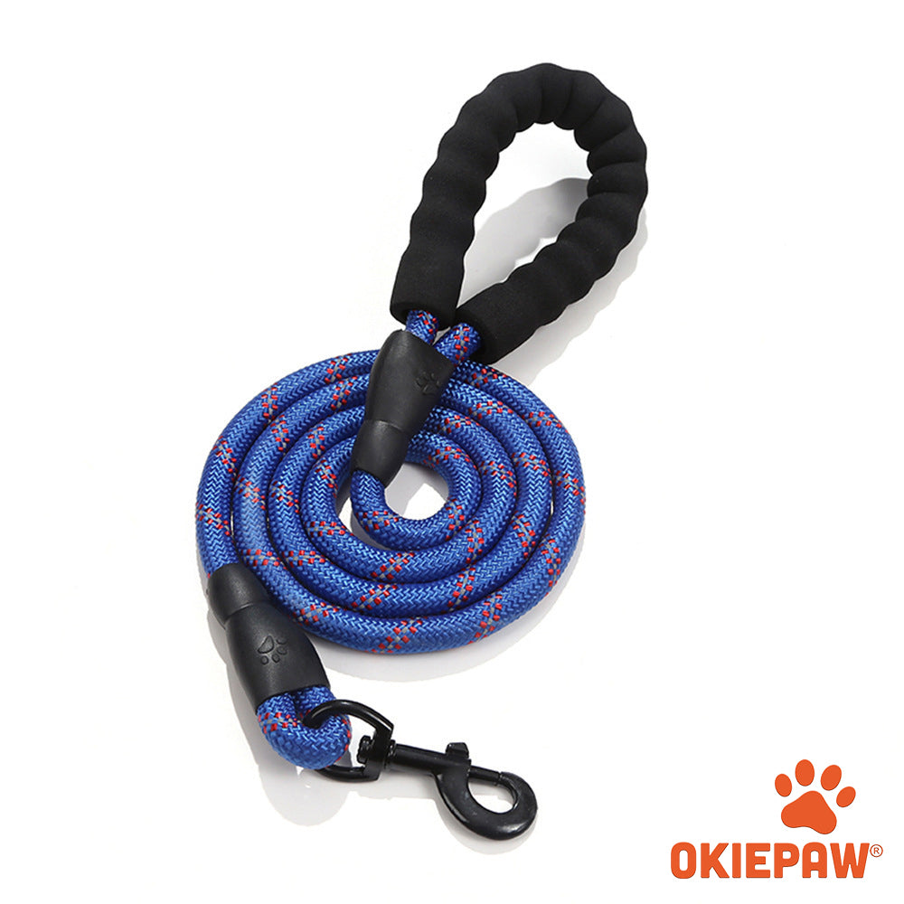 OkiePet® Reflective Rope Dog Leash – Heavy-Duty with Padded Anti-Slip Handle (8 Color Options)