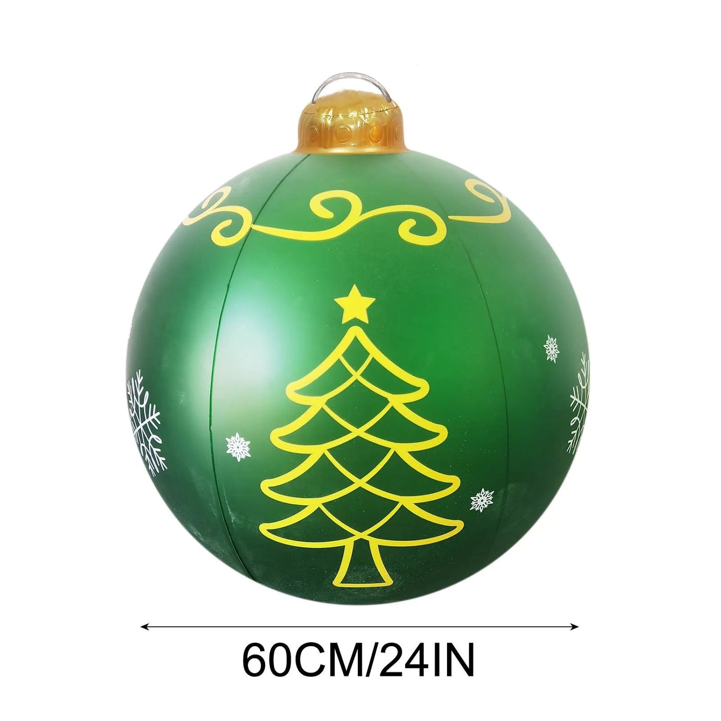 Inflatable Christmas Ornaments (Set of 2) – 24 Inch Giant Outdoor & Indoor Holiday Balls with Pump, Durable PVC Blow Up Decorations, Reusable Large Christmas Yard Ornaments