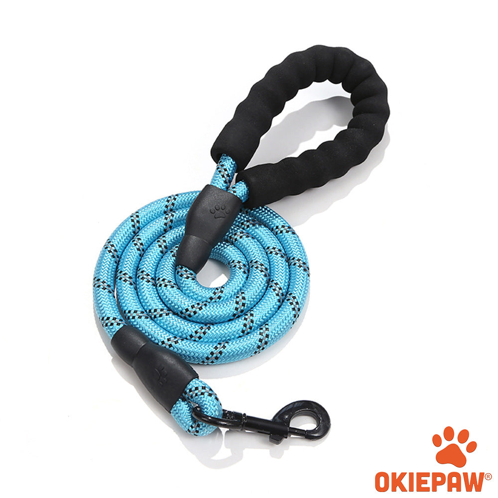 OkiePet® Reflective Rope Dog Leash – Heavy-Duty with Padded Anti-Slip Handle (8 Color Options)