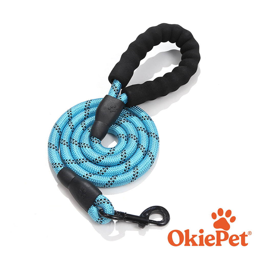 OkiePet® Reflective Rope Dog Leash – Heavy-Duty with Padded Anti-Slip Handle (8 Color Options)