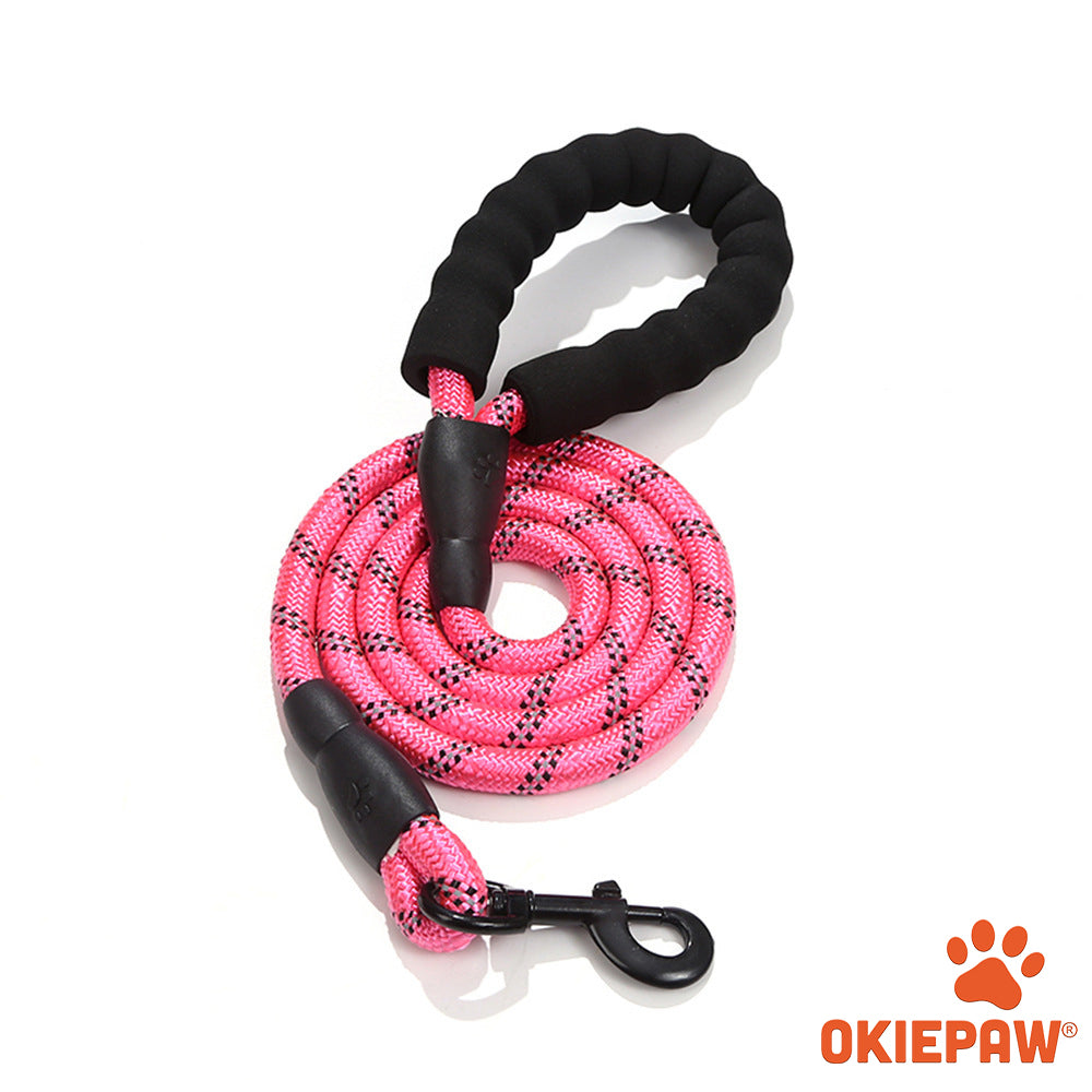OkiePet® Reflective Rope Dog Leash – Heavy-Duty with Padded Anti-Slip Handle (8 Color Options)