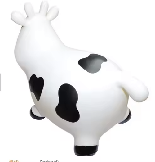 okie soft play bouncy toy cow - Back View
