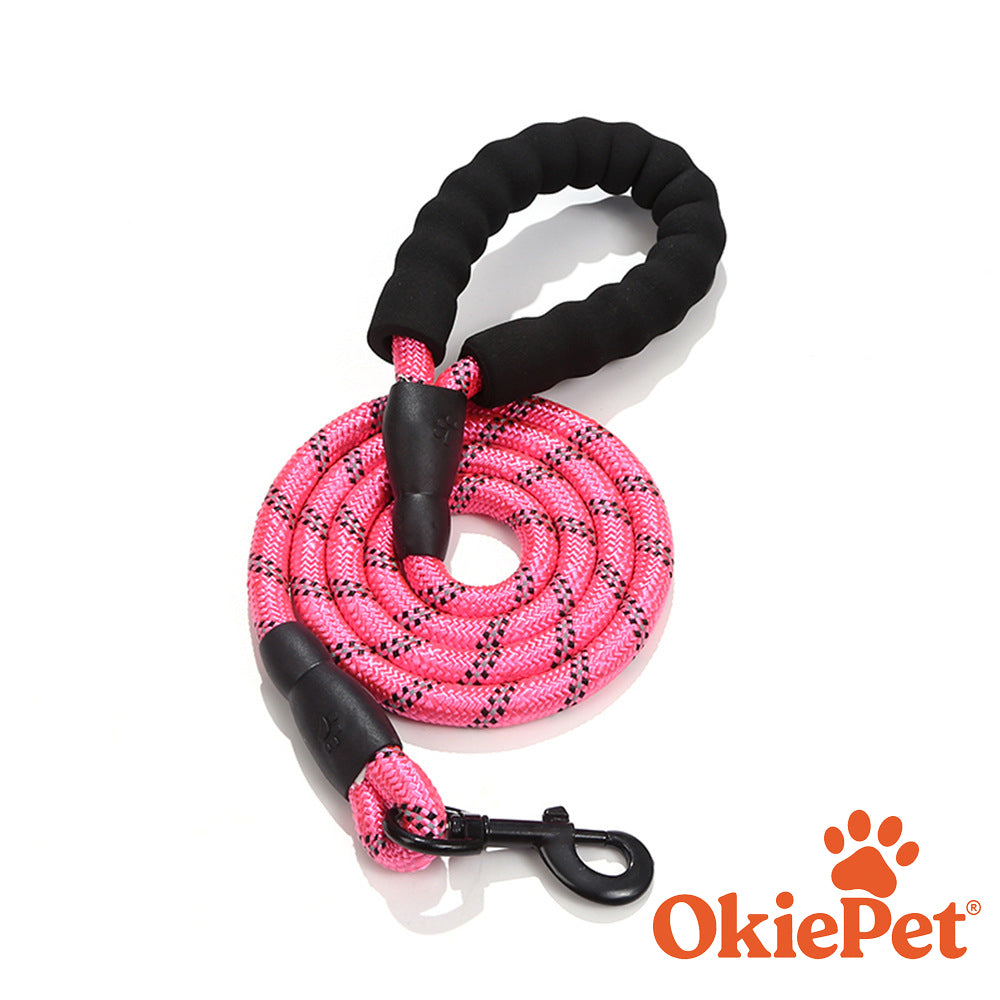 OkiePet® Reflective Rope Dog Leash – Heavy-Duty with Padded Anti-Slip Handle (8 Color Options)