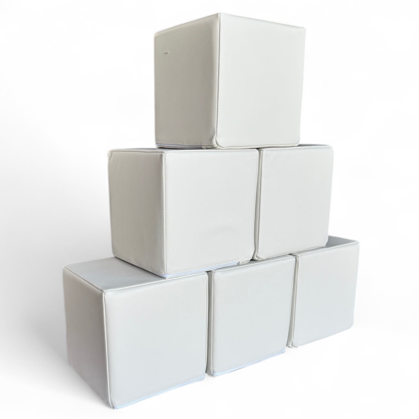 Angled view of white soft play blocks for toddlers and sensory play areas