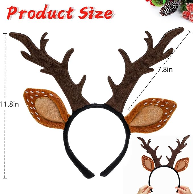 Christmas Reindeer Antlers & Elf Headbands – Holiday Costume Accessories