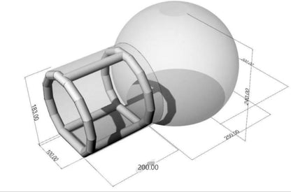 3D layout with dimensions for a smaller inflatable bubble tent