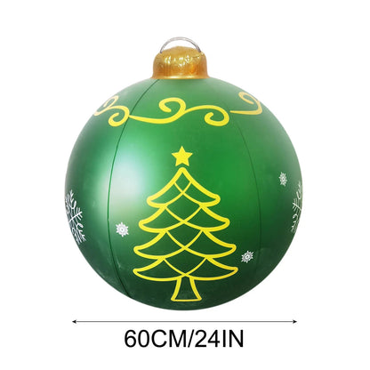 Inflatable Christmas Ornaments (Set of 2) – 24 Inch Giant Outdoor & Indoor Holiday Balls with Pump, Durable PVC Blow Up Decorations, Reusable Large Christmas Yard Ornaments