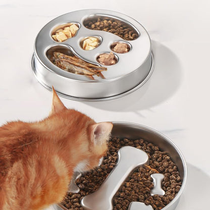 Stainless Steel Slow Feeder Dog Bowl