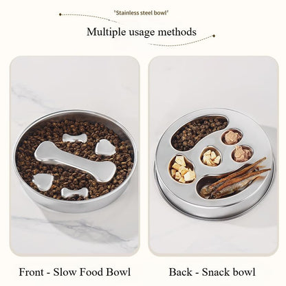 Stainless Steel Slow Feeder Dog Bowl