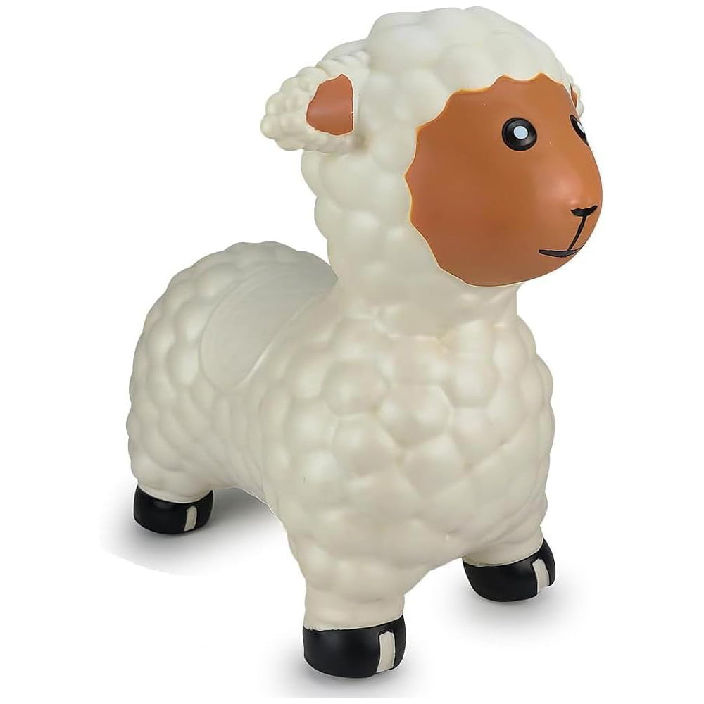 Bouncy Hopper Lamb for Toddlers | Inflatable Ride-On Toy designed as a white lamb with a brown face and black hooves for active play.