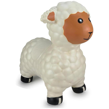 Bouncy Hopper Lamb for Toddlers | Inflatable Ride-On Toy designed as a white lamb with a brown face and black hooves for active play.