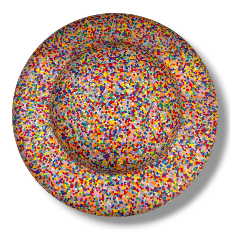 A vibrant Rainbow Balance Board for Kids from Okie Soft Play Store is photographed from above on a white background with a soft shadow. This playful wobble board adds active fun and color to any child’s playtime or celebration.