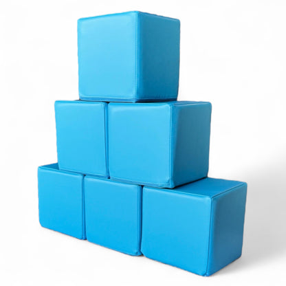 Angled view of blue soft play blocks for toddlers and sensory play areas view 2