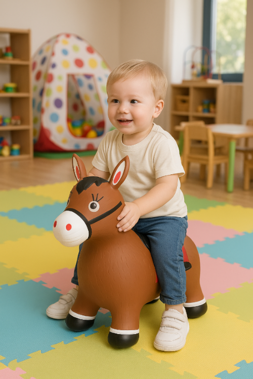 bouncy boy hopper boy on horse