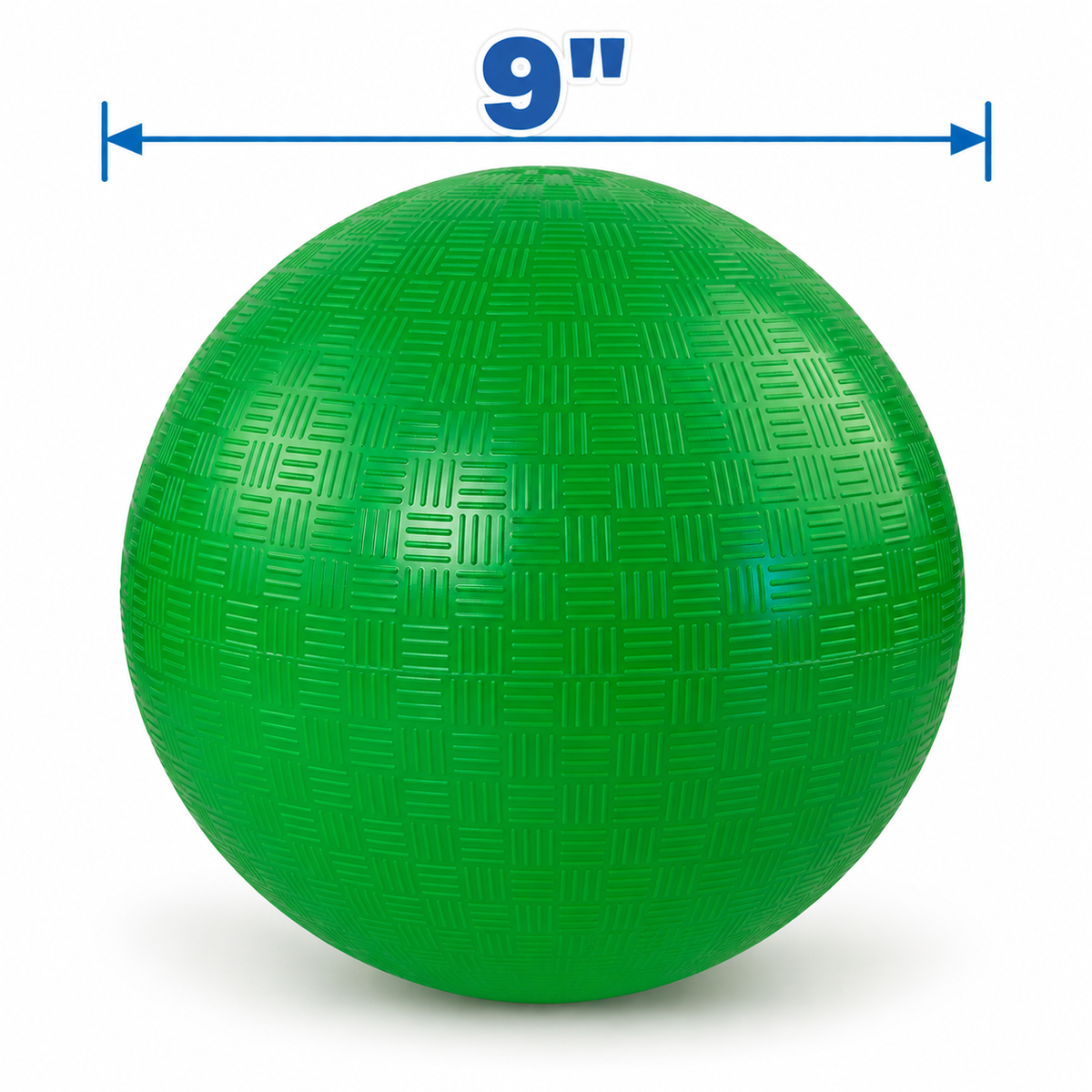 A textured green 9-Inch Dodgeball 6-Pack with a 9-inch measurement indicator above it.