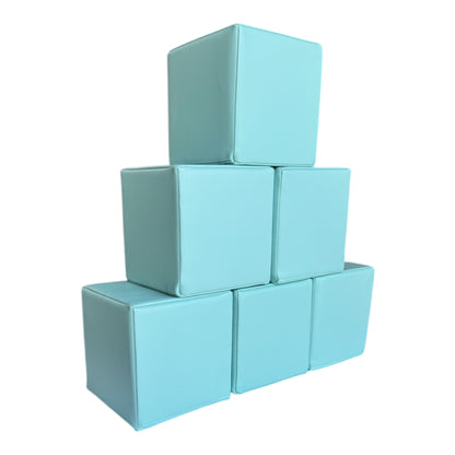 Angled view of light blue soft play blocks for toddlers and sensory play areas