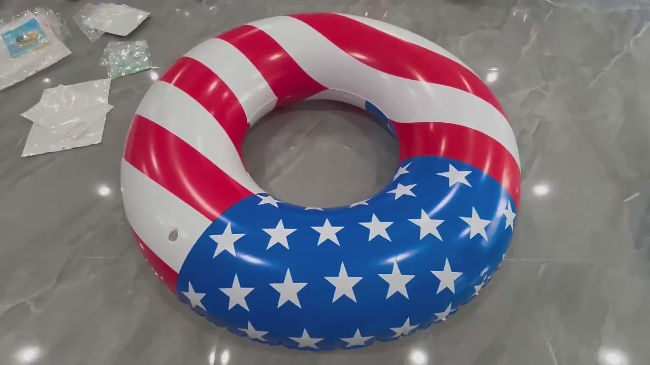 USA-themed pool float perfect for Independence Day parties and beach days