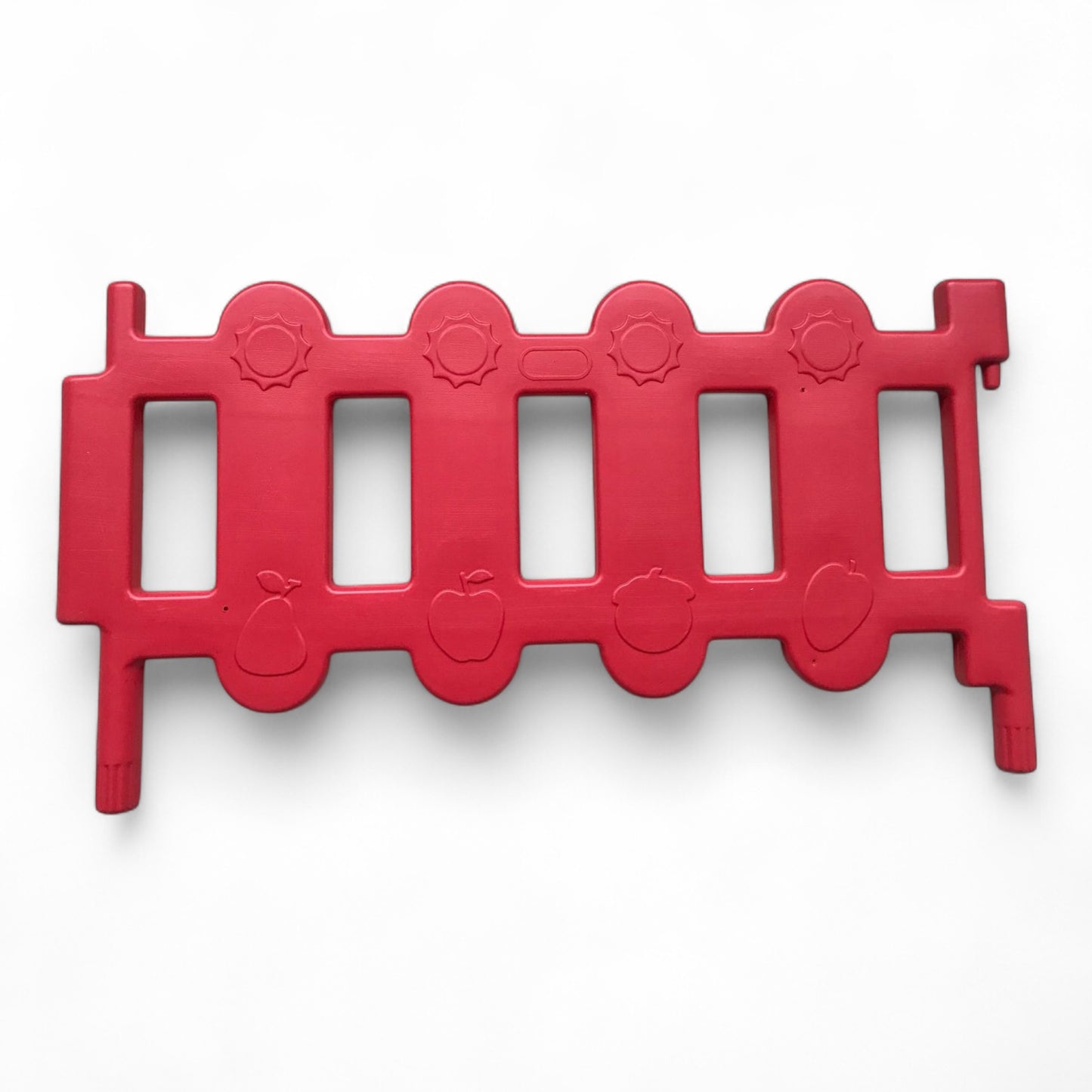 red soft play fence panels.