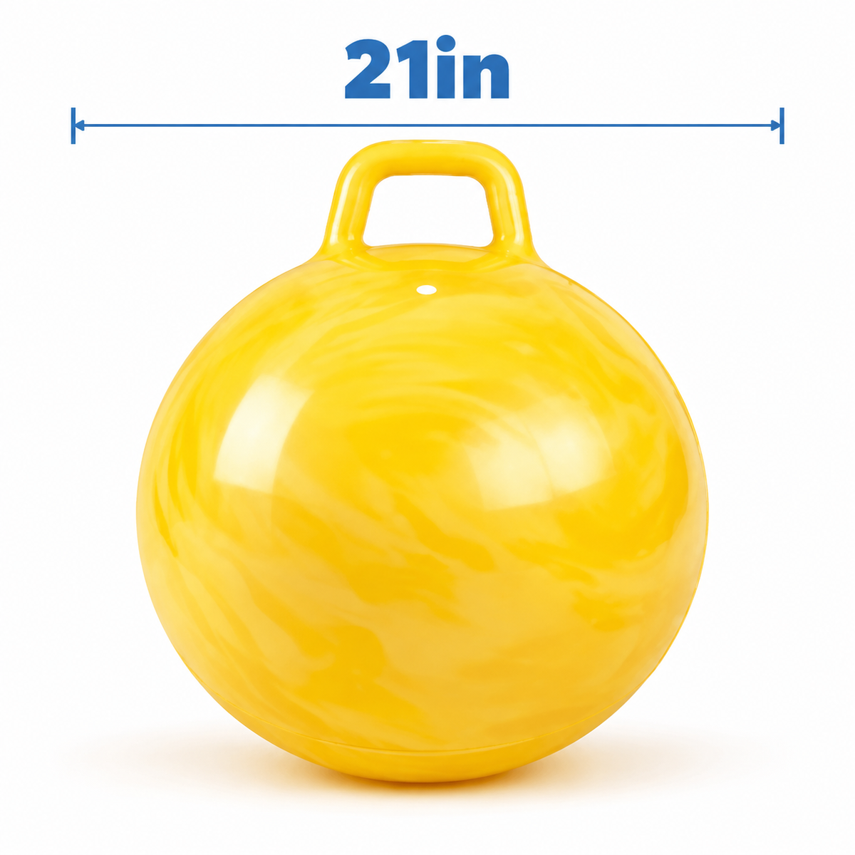 Yellow 21-inch Okie Soft Play® Bouncy Hopper Ball Toy with a handle.